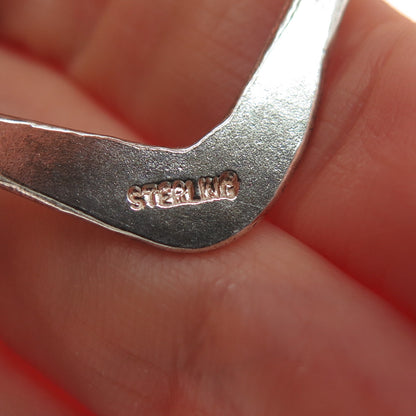 925 Sterling Silver Vintage RN Modernist Hammered Square Charm Pendant