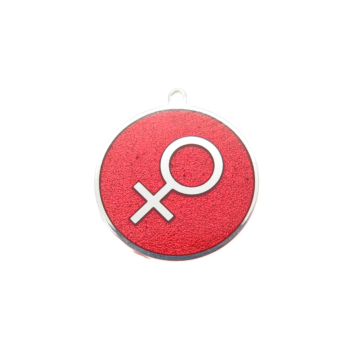 TOKEMOTI 925 Sterling Silver Red Enamel Female Symbol Minimalist Charm Pendant