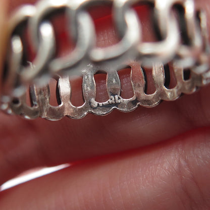 925 Sterling Silver Vintage Curb Chain Band Oxidized Ring Size 6.5