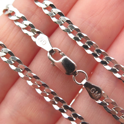 925 Sterling Silver Italy Cuban Chain Necklace 16"