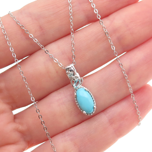 Chuck Clemency 925 Sterling Silver Real Tanzanite Aquamarine Chain Necklace 20"