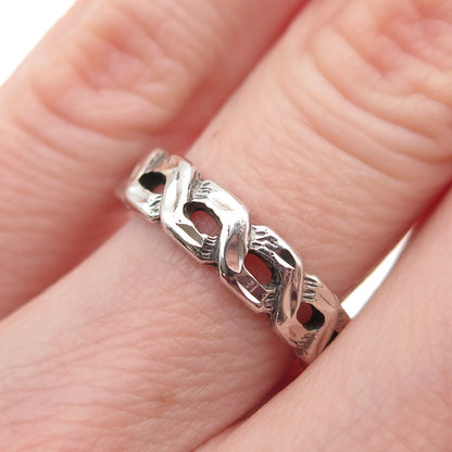 Silver Fox 925 Sterling Vintage Woven Link Band Ring Size 5.25