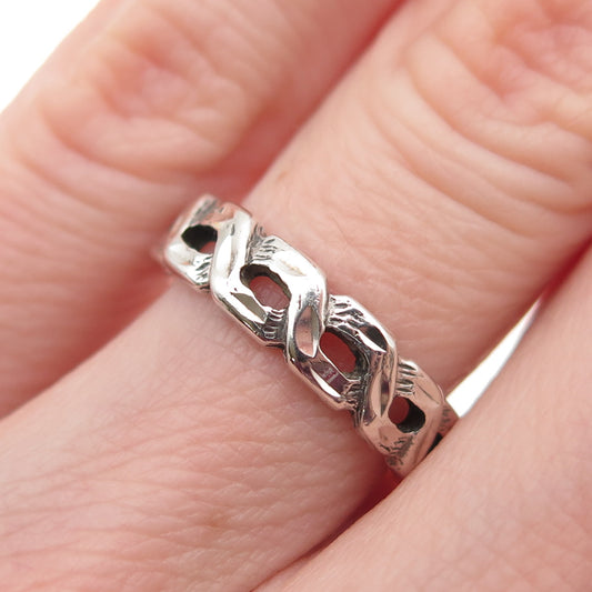 Silver Fox 925 Sterling Vintage Woven Link Band Ring Size 5.25