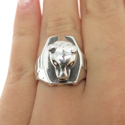 YDL Y De Lima 925 Sterling Silver Antique Art Deco Panther's Head Ring Size 6.25