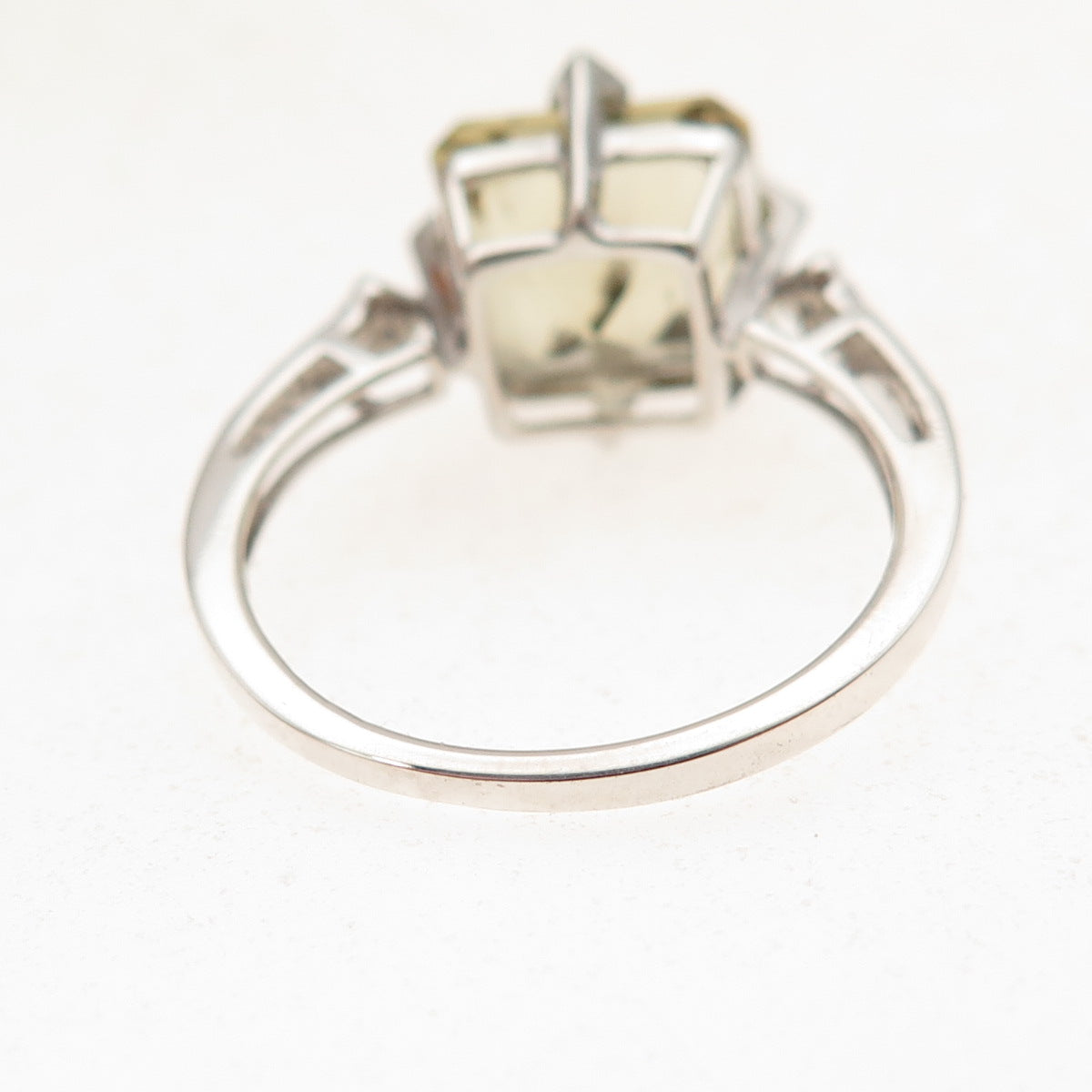 925 Sterling Silver Real Asscher-Cut Smoky Quartz Ring Size 7