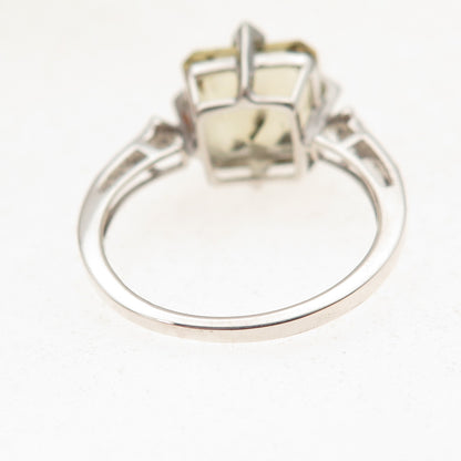 925 Sterling Silver Real Asscher-Cut Smoky Quartz Ring Size 7