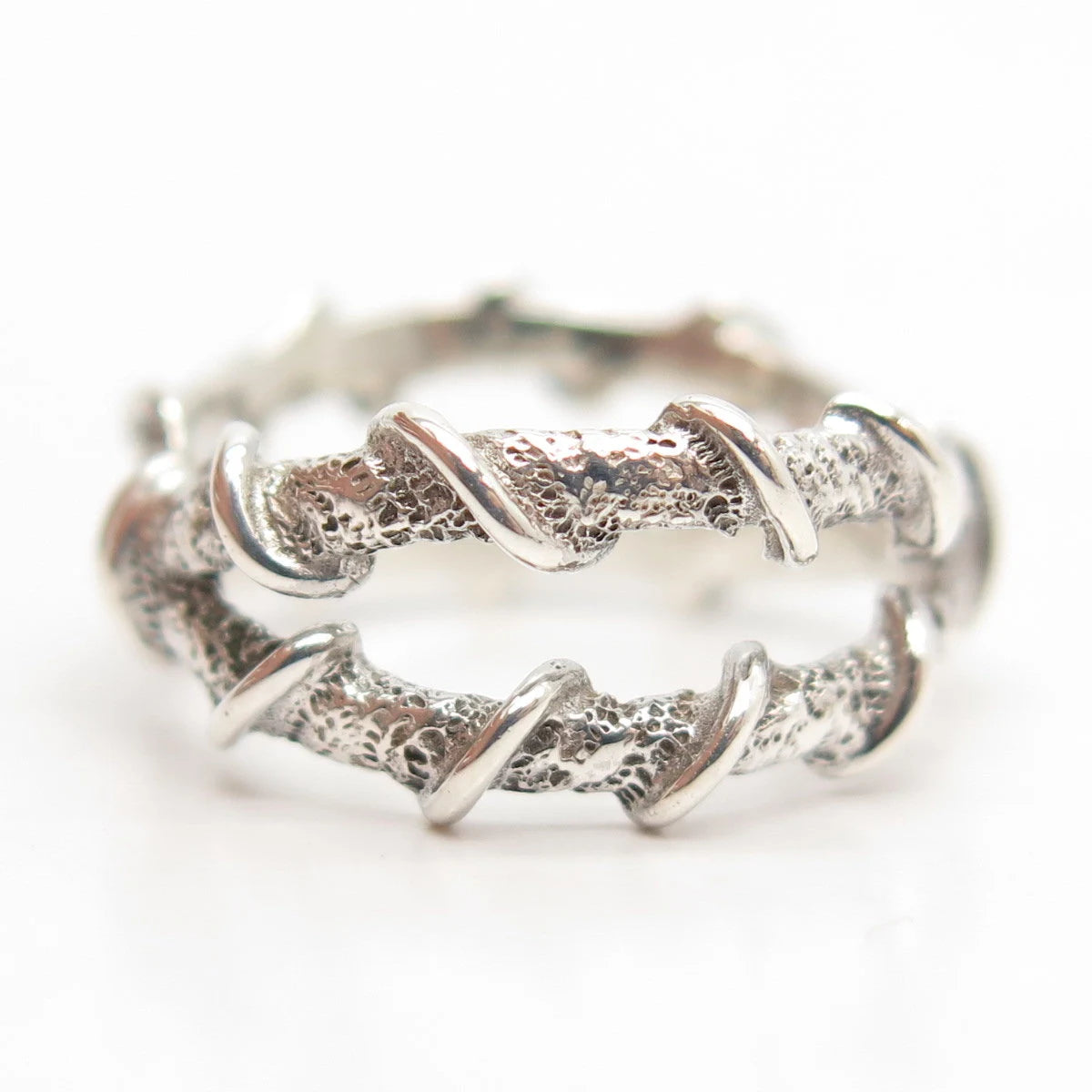 925 Sterling Silver Vintage Nugget Tribal Ring Size 6 3/4