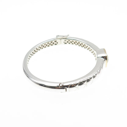 Lorenzo 925 Sterling Silver 18K Gold Vintage Real Green Amethyst Bracelet 6.75"