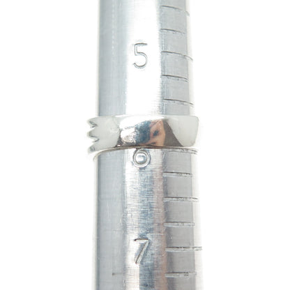 925 Sterling Silver Vintage Modernist Wavy Ribbed Ring Size 6