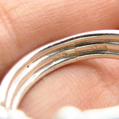 925 Sterling Silver Vintage Real Amethyst Gemstone Striped Ring Size 8