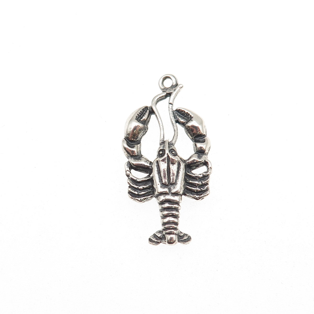 925 Sterling Silver Vintage Lobster Oxidized Charm Pendant