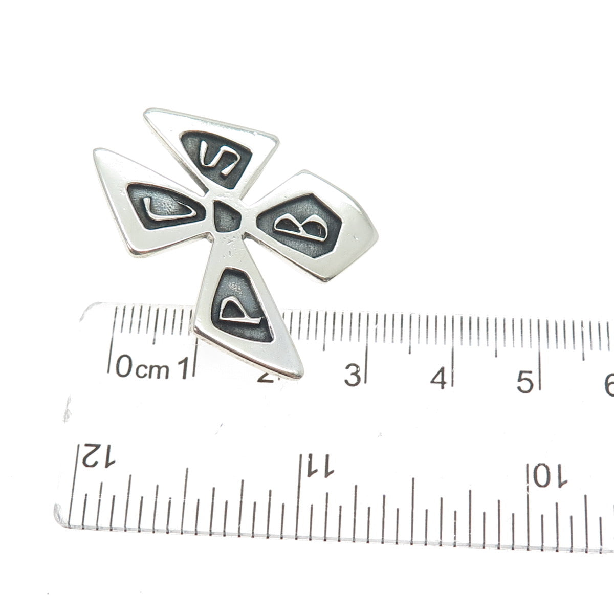 925 Sterling Silver Vintage PCSB School Flower Oxidized Pin Brooch