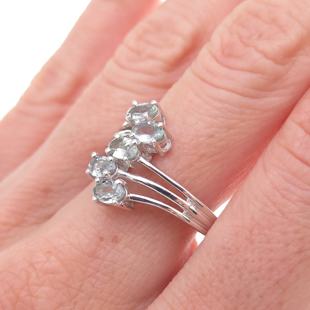 Chuck Clemency 925 Sterling Silver Real Oval-Cut Iolite Bypass Ring Size 8.25