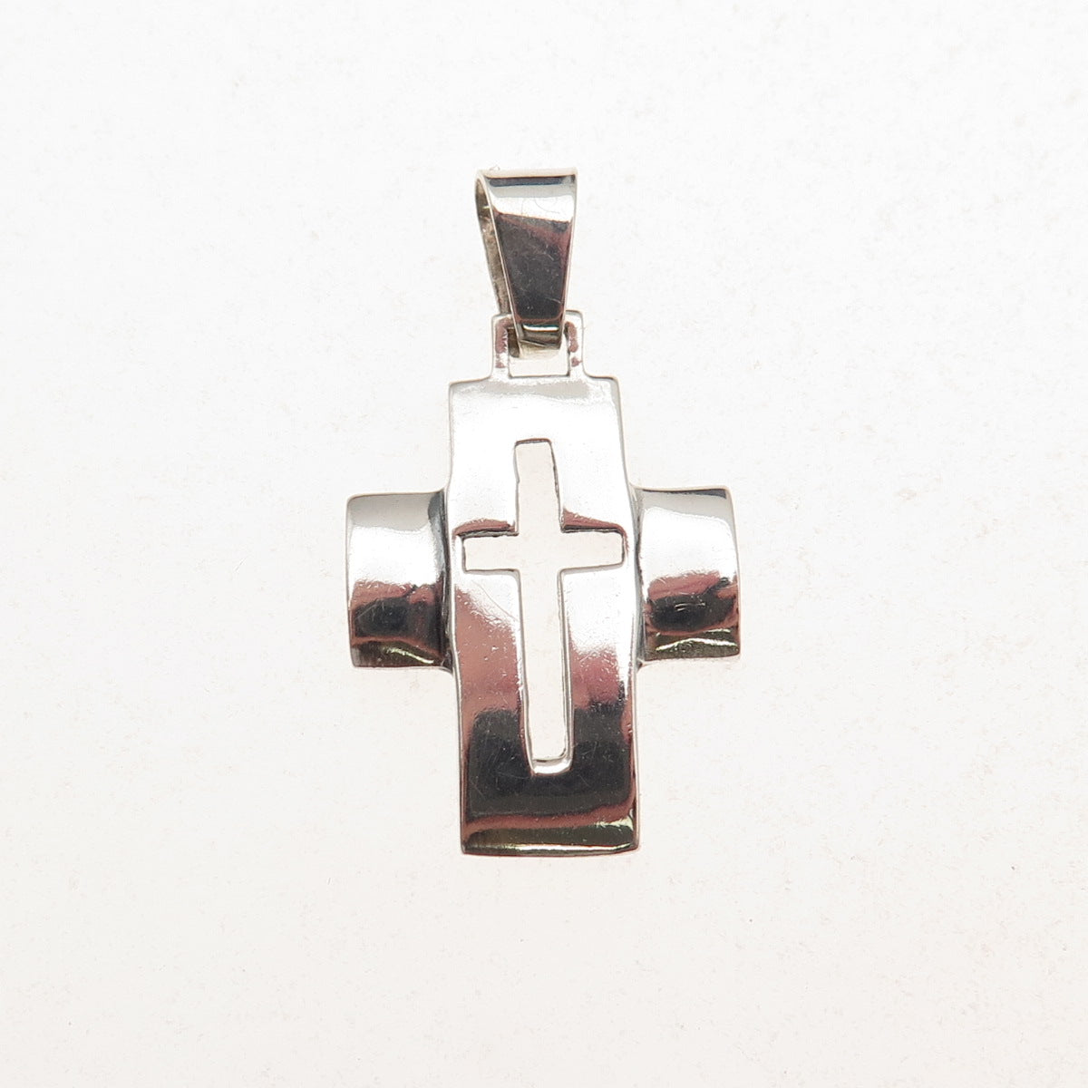 800 Silver Vintage Cross Religious Charm Pendant