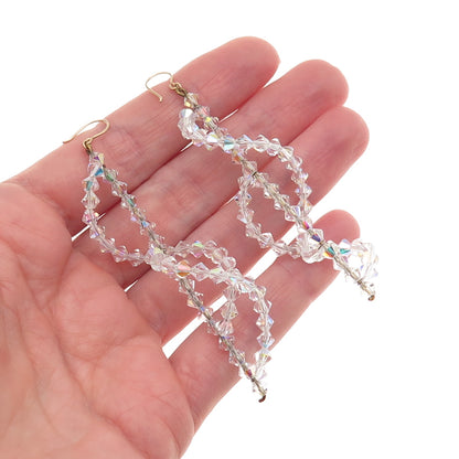 Gold Filled Vintage Crystal Beads Twisted Dangle Earrings