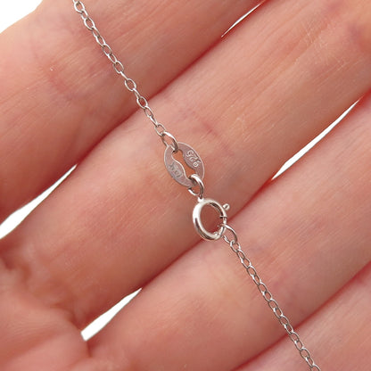 925 Sterling Silver Real Turquoise & White Topaz Cross Cable Chain Necklace 18"