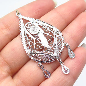 925 Sterling Silver Vintage Van Lou Filigree Pendanr