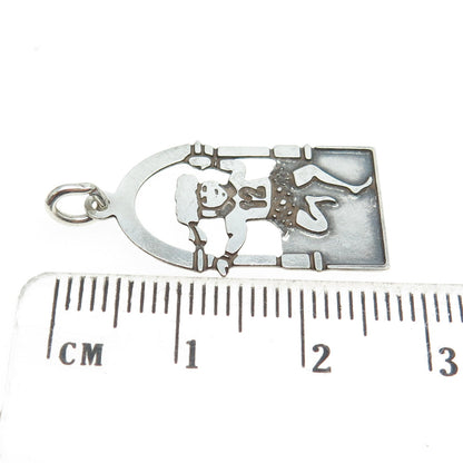 925 Sterling Silver Vintage Dancing Girl #12 Minimalist Charm Pendant