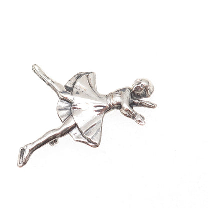 JewelArt 925 Sterling Silver Vintage Ice Skater Oxidized Pin Brooch