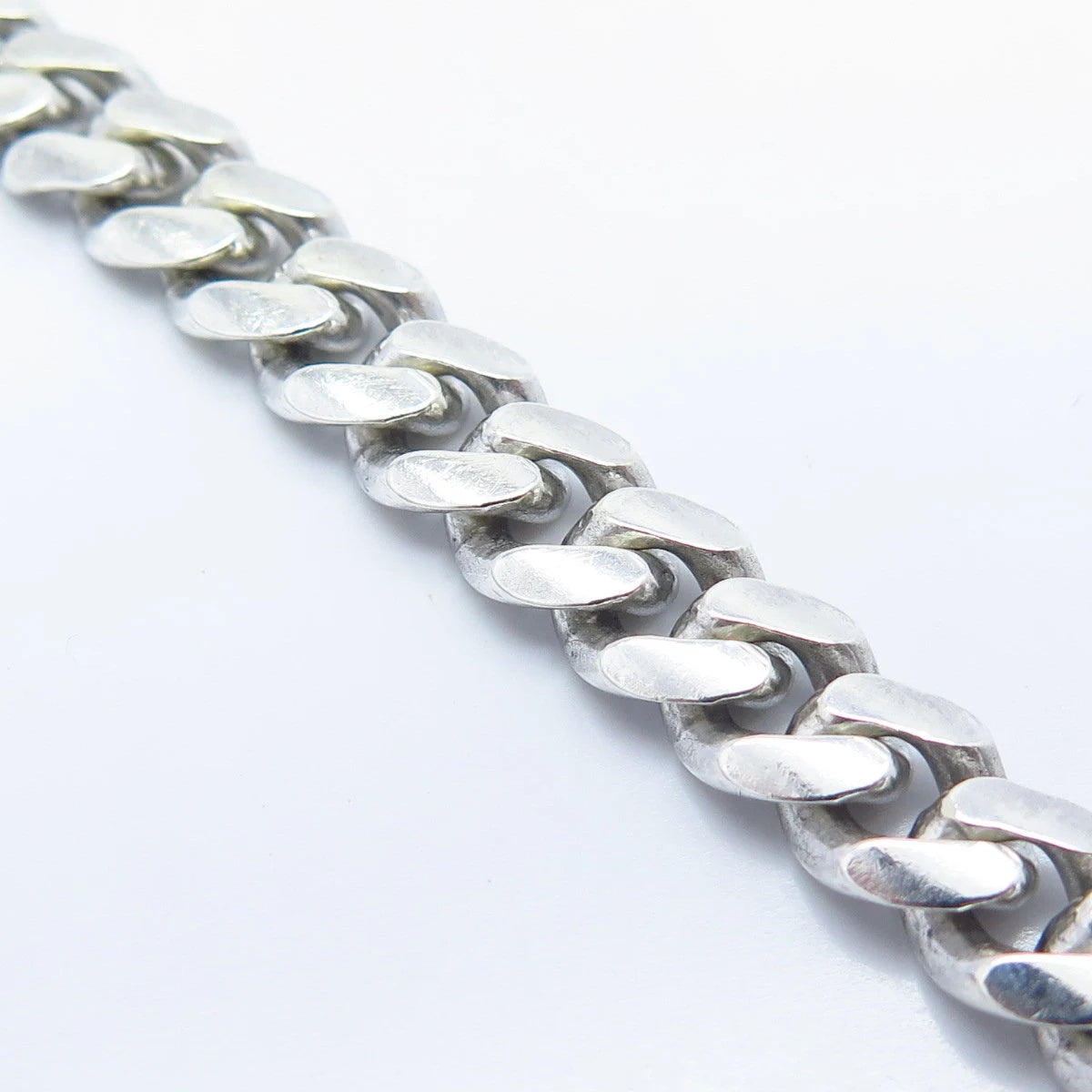925 Sterling Silver Vintage Israel Cuban Link Bracelet 7.25"