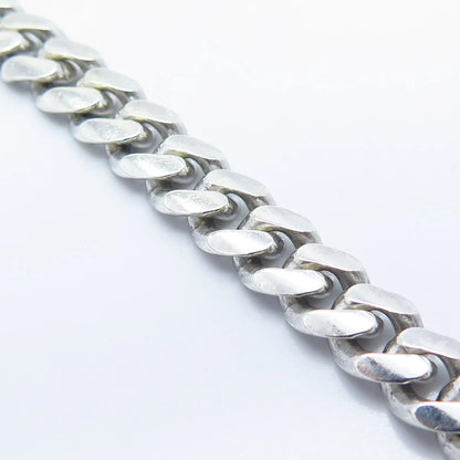 925 Sterling Silver Vintage Israel Cuban Link Bracelet 7.25"