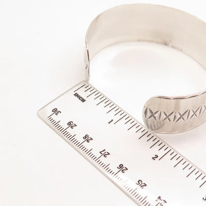 925 Sterling Silver Vintage Gorham Satin Finish Carved Adjustable Bracelet 7.25"