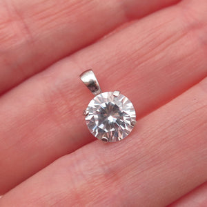 JH YOUNG 925 Sterling Silver Round-Cut C Z Mini Charm Pendant