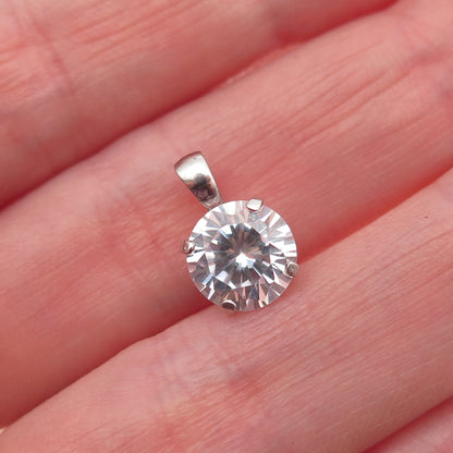 JH YOUNG 925 Sterling Silver Round-Cut C Z Mini Charm Pendant