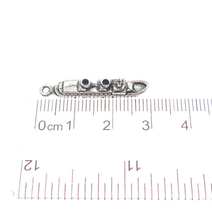 925 Sterling Silver Vintage Liner Ship Oxidized Charm Pendant