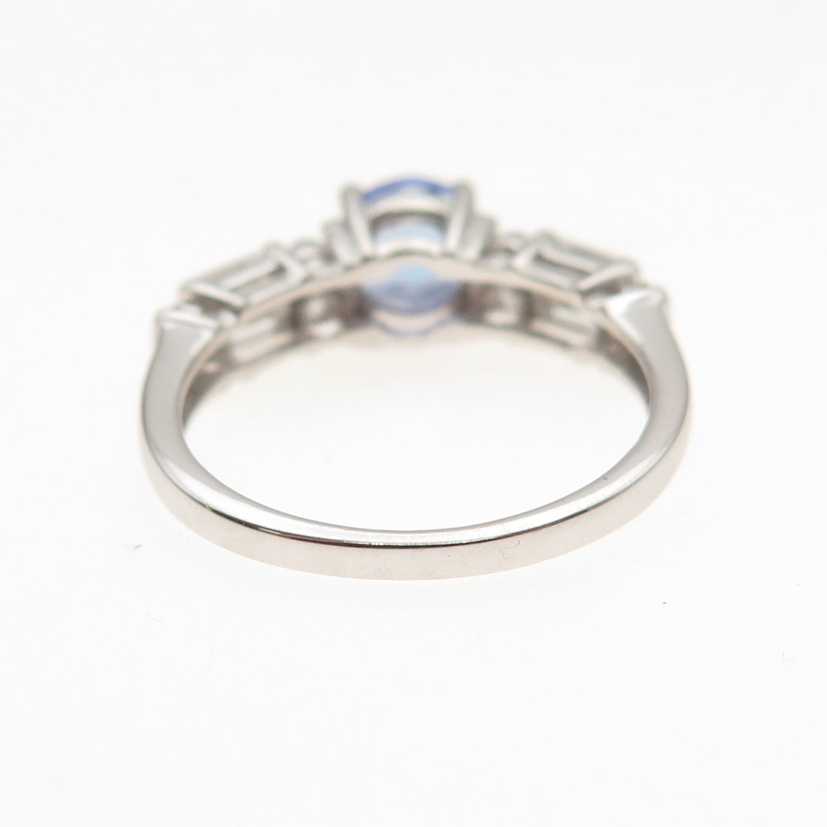 925 Sterling Silver Real Round-Cut Iolite & White Topaz Ring Size 8