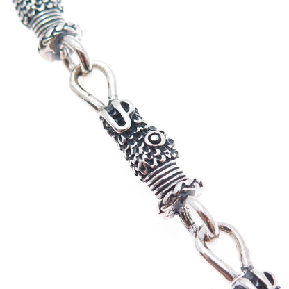 925 Sterling Silver Vintage Mexico Dragon Oxidized Link Bracelet 6.25"