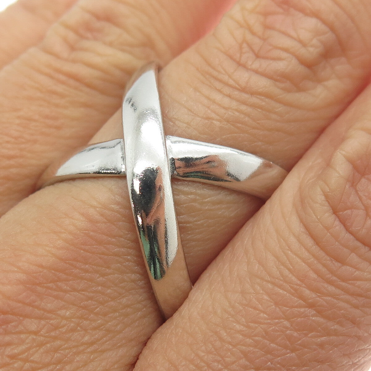 925 Sterling Silver Vintage Crossover Adjustable Ring Size 8.75