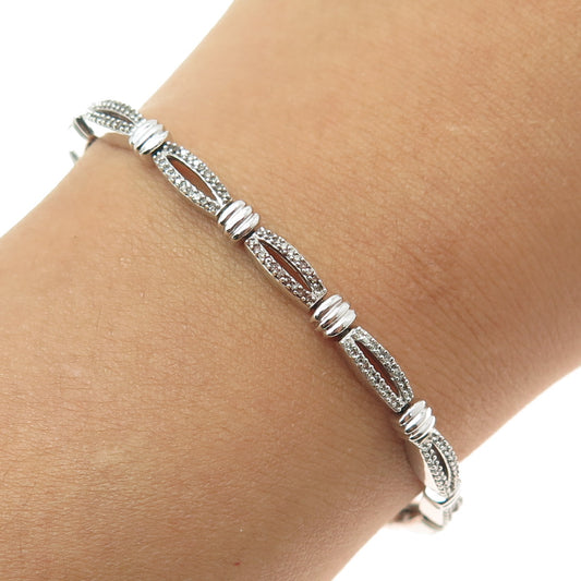 KARIZIA SPA KA-1772 925 Sterling Silver Real Diamond Adjustable Bracelet 7-8.75"