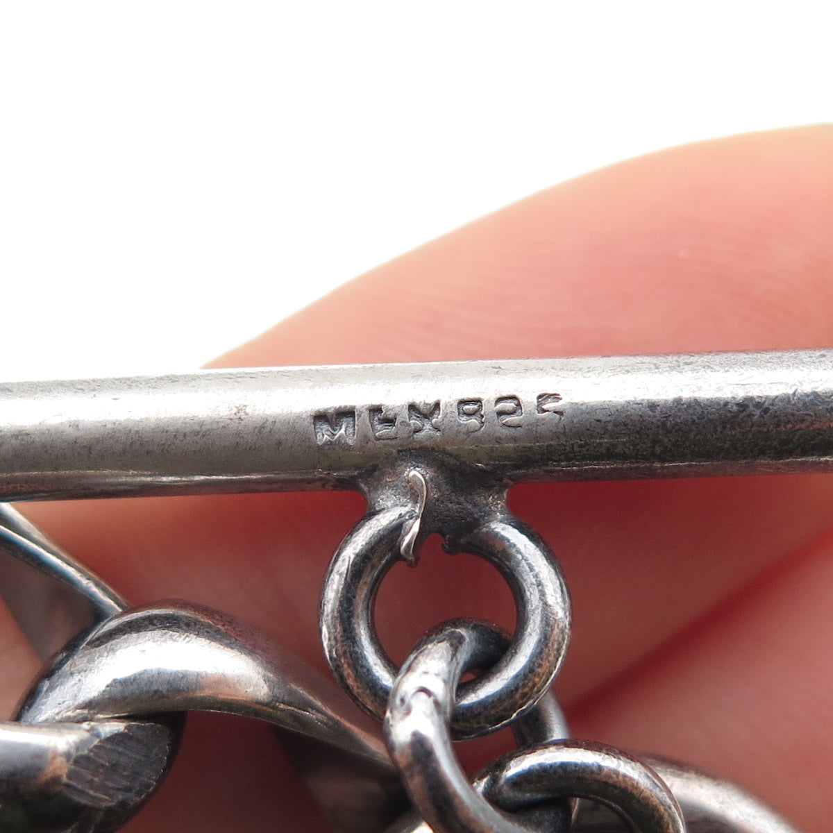 925 Sterling Silver Vintage Mexico Curb Link Oxidized Bracelet 7"