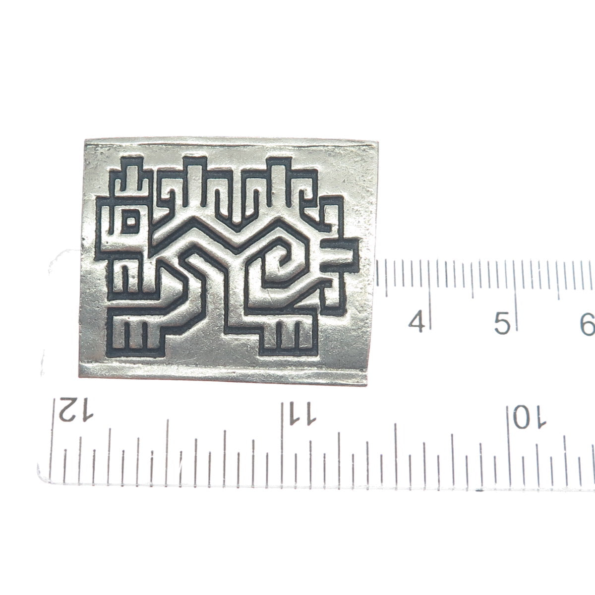Old Pawn 925 Sterling Silver Vintage Southwestern Maze Oxidized Pin Brooch