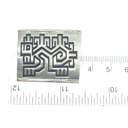 Old Pawn 925 Sterling Silver Vintage Southwestern Maze Oxidized Pin Brooch