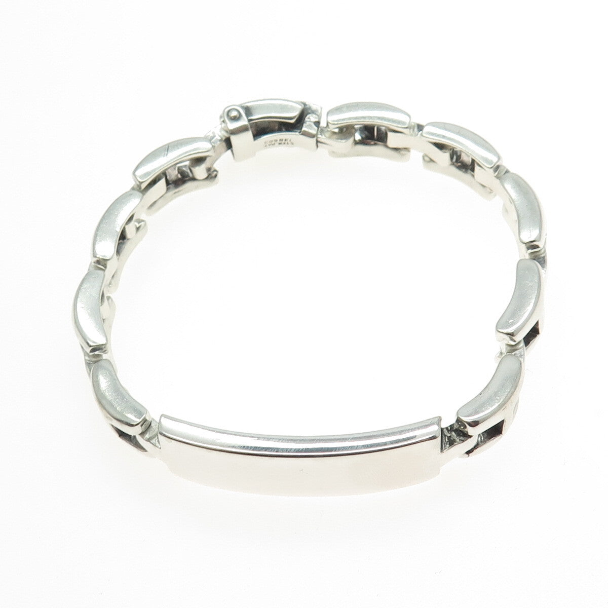925 Sterling Silver Vintage ID Panther Link Heavy Bracelet 8" Pat. 138603