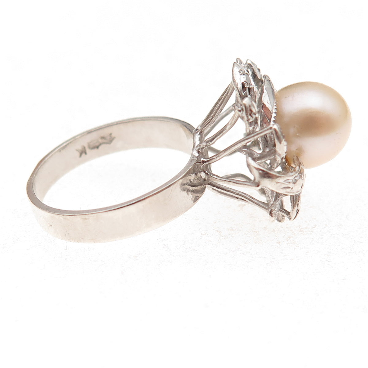 925 Sterling Silver Antique Chinese Export Real Pearl Ring Size 5.5