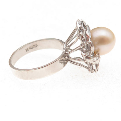 925 Sterling Silver Antique Chinese Export Real Pearl Ring Size 5.5
