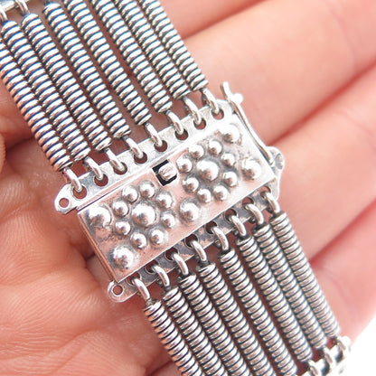 J. BETINS 875 Silver Vintage Latvia Beaded Spring Bar Link Bracelet 7.75"