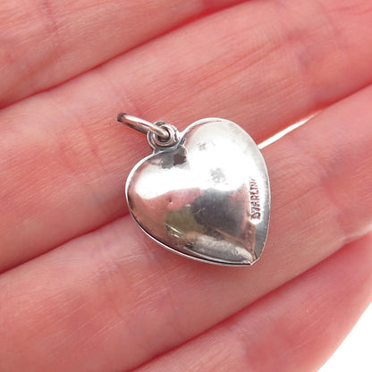 925 Sterling Antique Art Deco I Love You Chatelaine Heart Mini Charm Pendant