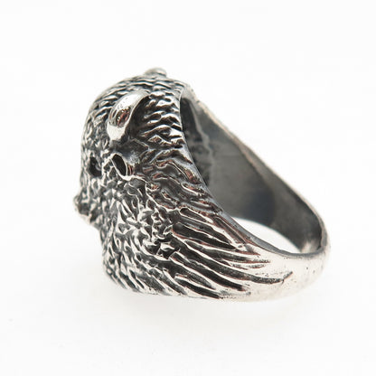 925 Sterling Silver Vintage Buffalo Oxidized Ring Size 8.75