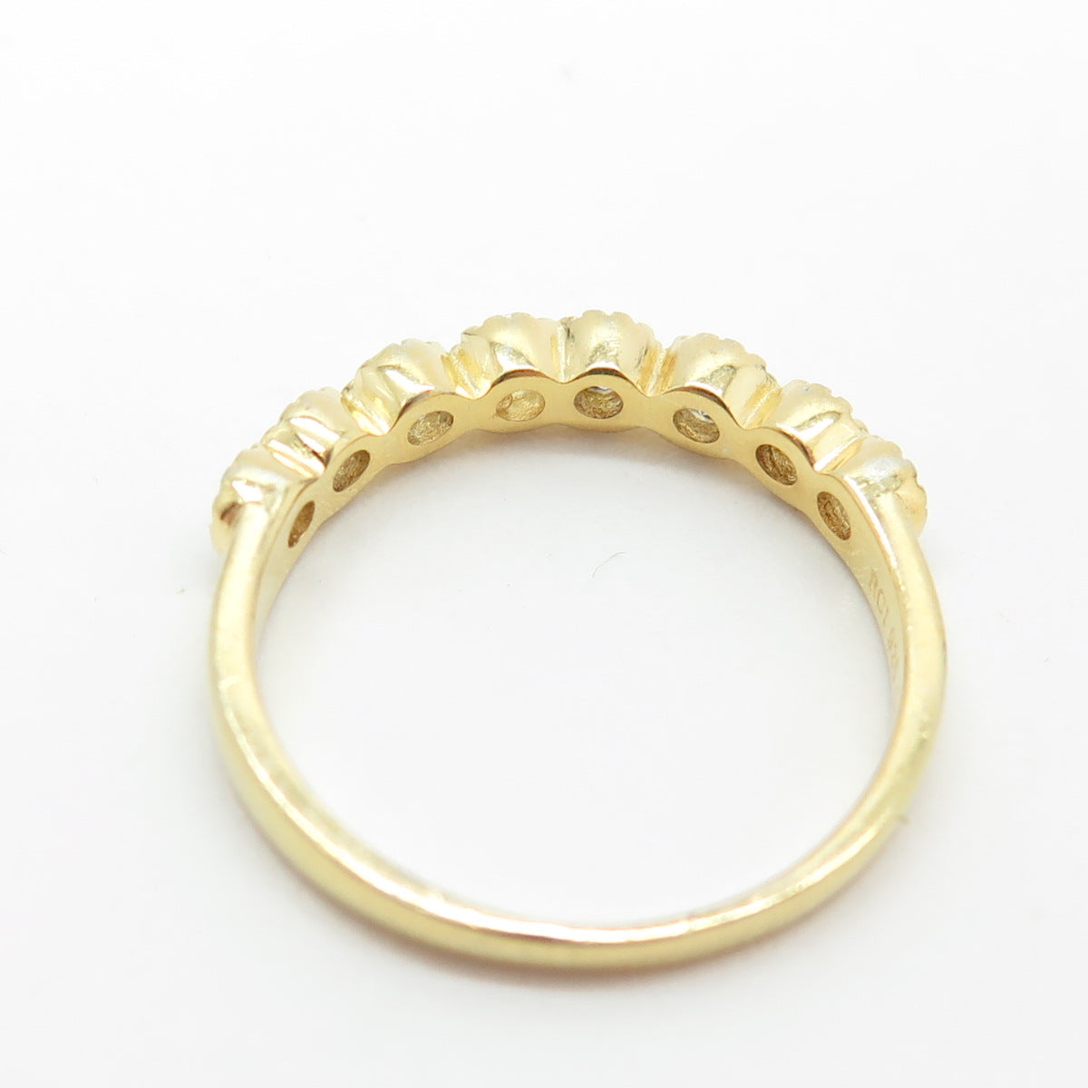 925 Sterling Silver Gold Plated Round-Cut Shaped C Z Ring Size 7