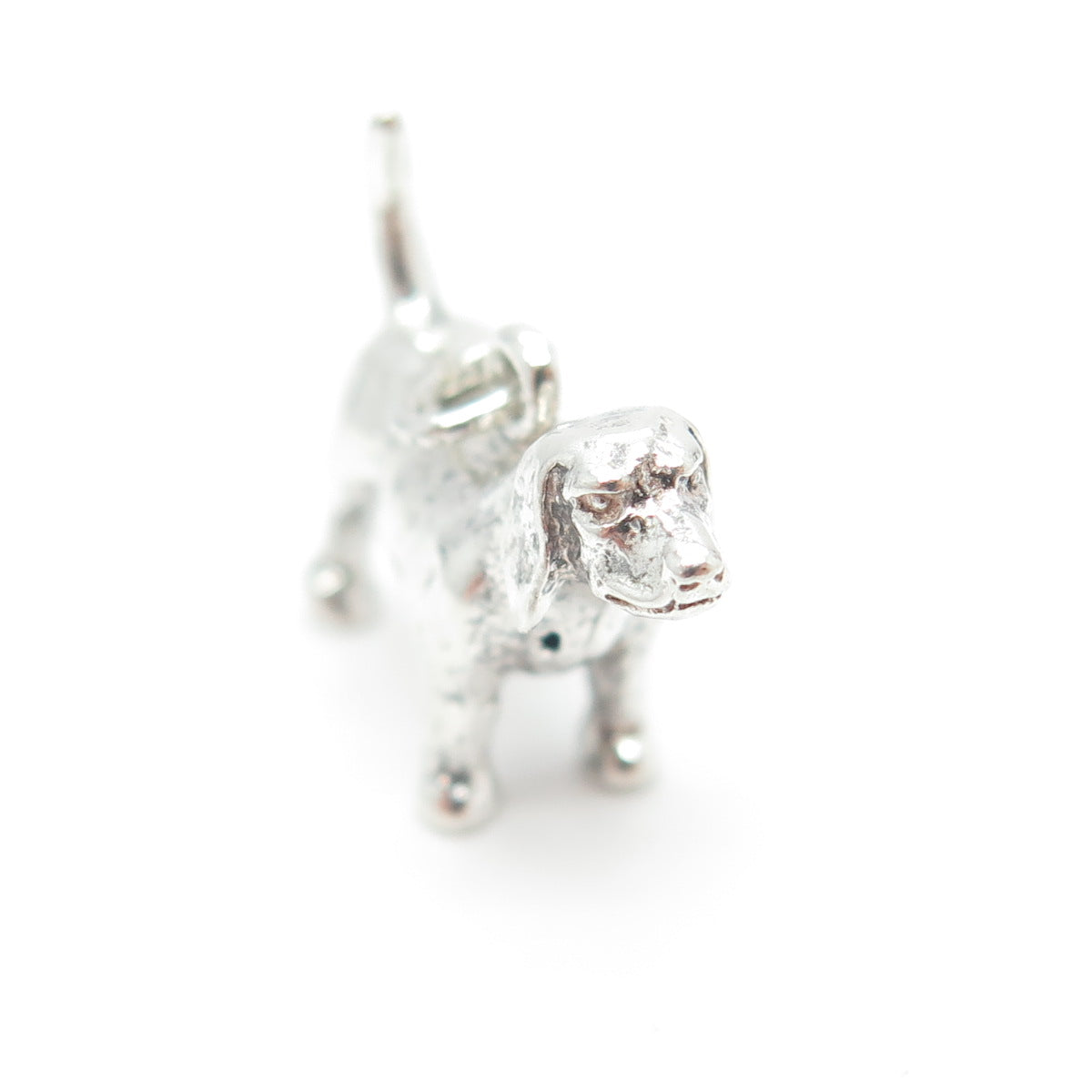 925 Sterling Silver Antique Art Deco Dog Minimalist 3D Charm Pendant