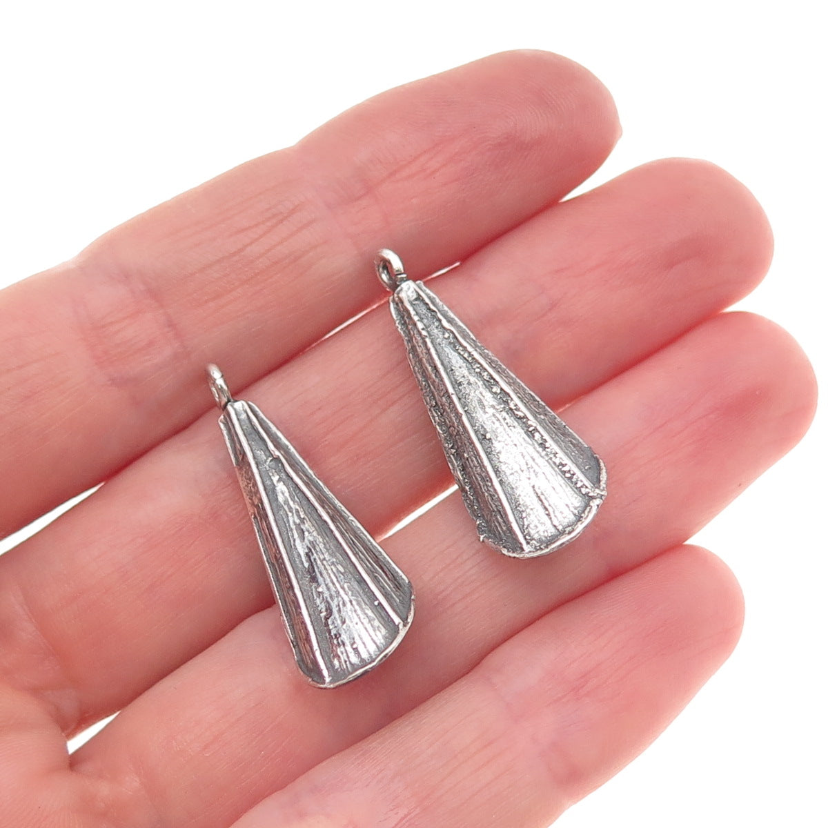 925 Sterling Silver Vintage Modernist Cone Oxidized Jacket Earrings