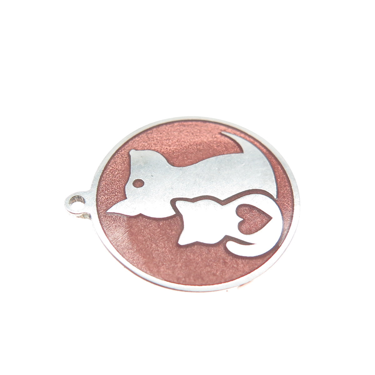 925 Sterling Silver Enamel Dog & Cat Friendship Minimalist Charm Pendant
