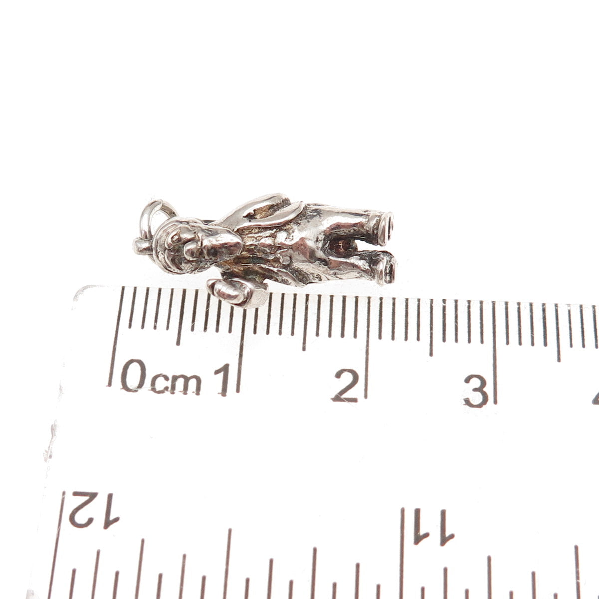 925 Sterling Silver Vintage Garden Gnome Oxidized 3D Charm Pendant