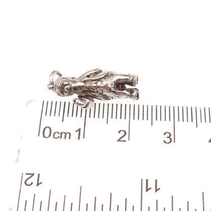 925 Sterling Silver Vintage Garden Gnome Oxidized 3D Charm Pendant