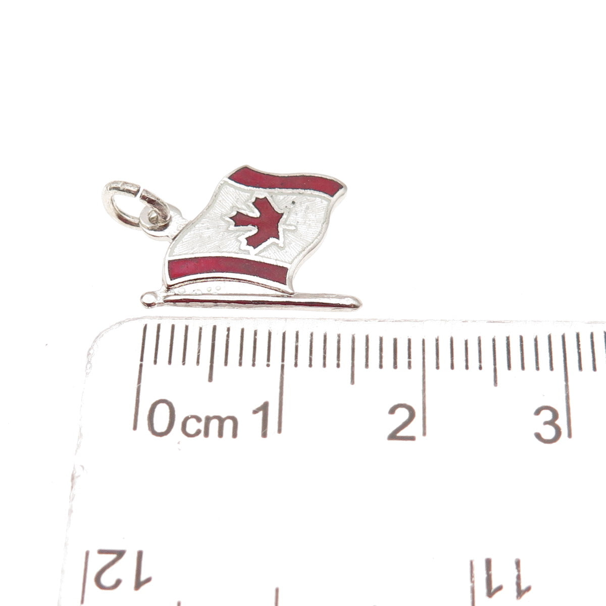 BREADNER CO. Sterling Silver Vintage Enamel Flag of Canada Mini Charm Pendant