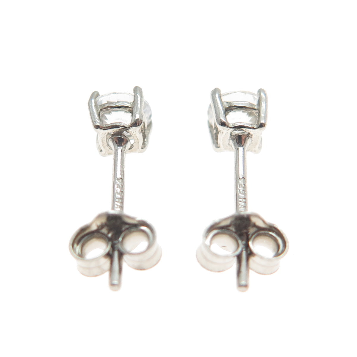 HAN 925 Sterling Silver Round-Cut C Z Stud Earrings